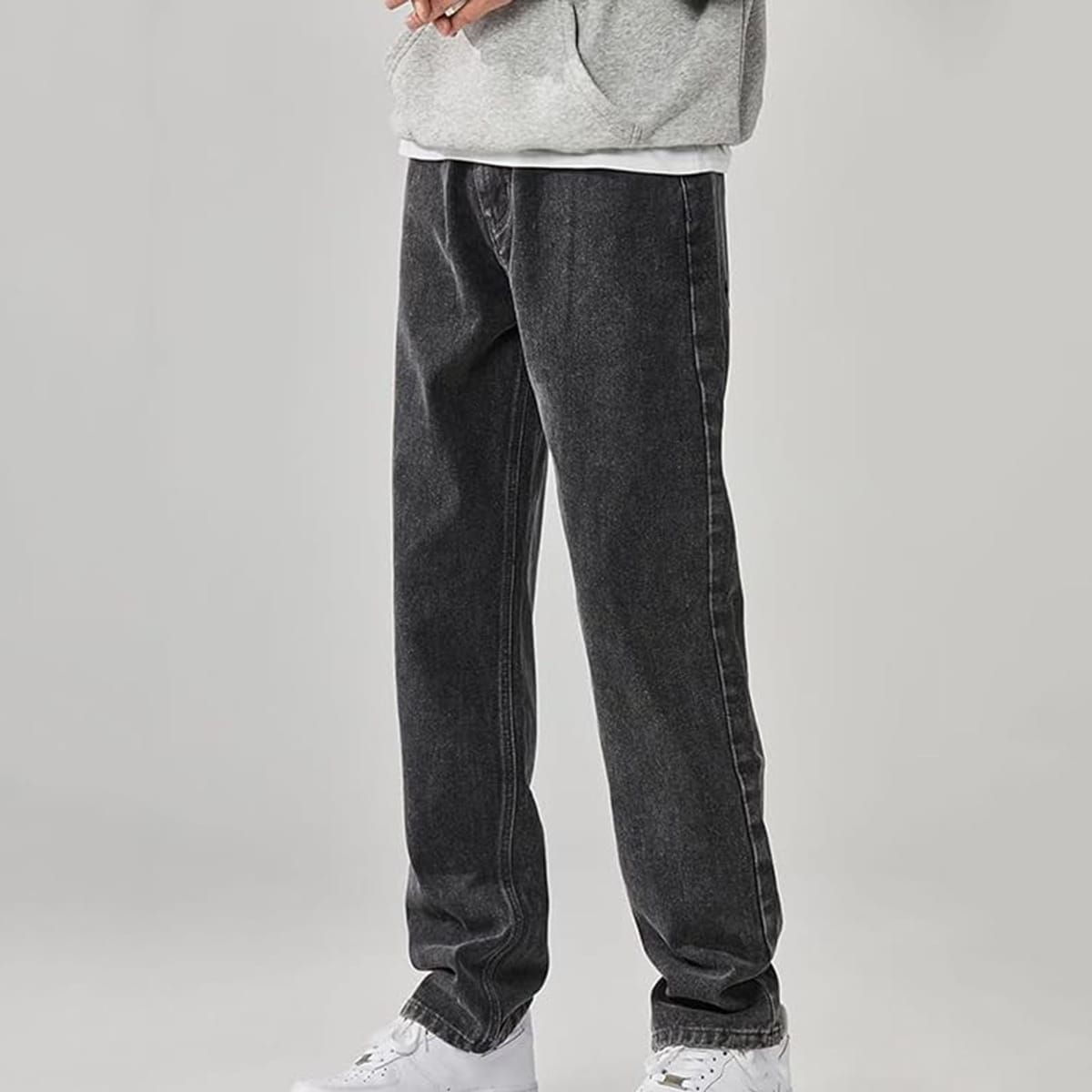 Men's Retro Black Jeans Fashion Loose All-matched High Waist Buttons Wide Leg Pants 2024 Spring New Casual Denim  Long Pants