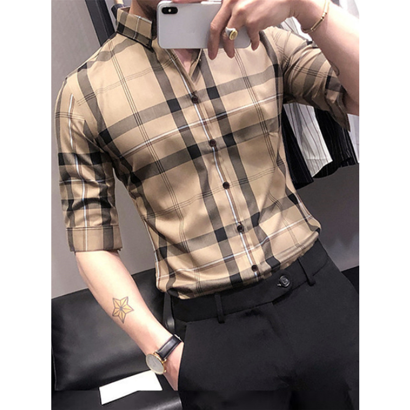 2023 Spring And Summer New Men's Half Sleeve Shirt Business Casual Breathable Stripe Design Shirts mens shirt