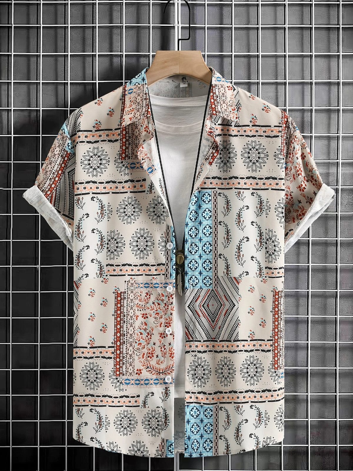 Hawaii Men's Shirt Ethnic 3D Printed short-sleeved shirts Summer New Fashionable Casual button-down short-sleeved Tops