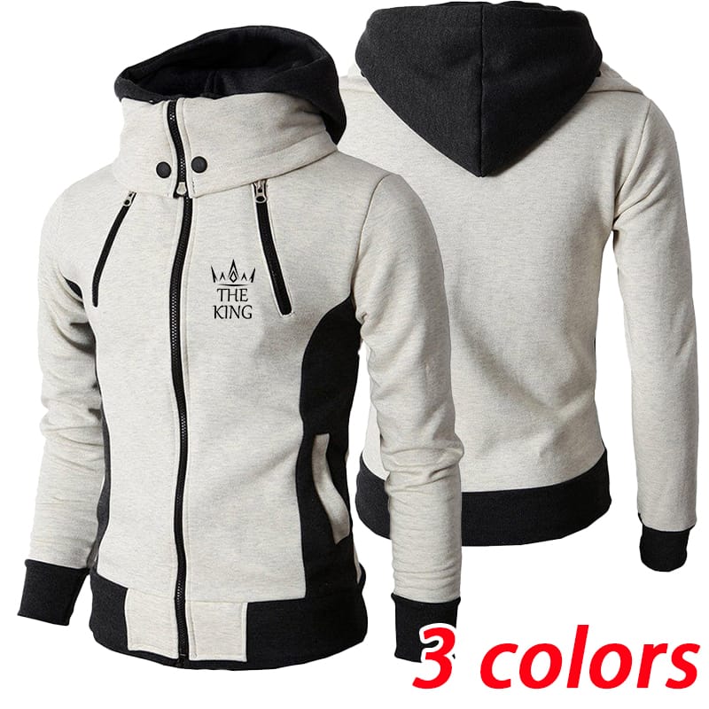 New Fashion Coat Men's Four Zip Hooded Jacket Winter Thickened Coat Printed Hooded Sports Cotton Jacket
