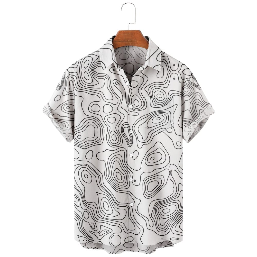 2022 new men's casual breathable short sleeve top fashion Lapel men's shirt Hawaii with beach Terrace