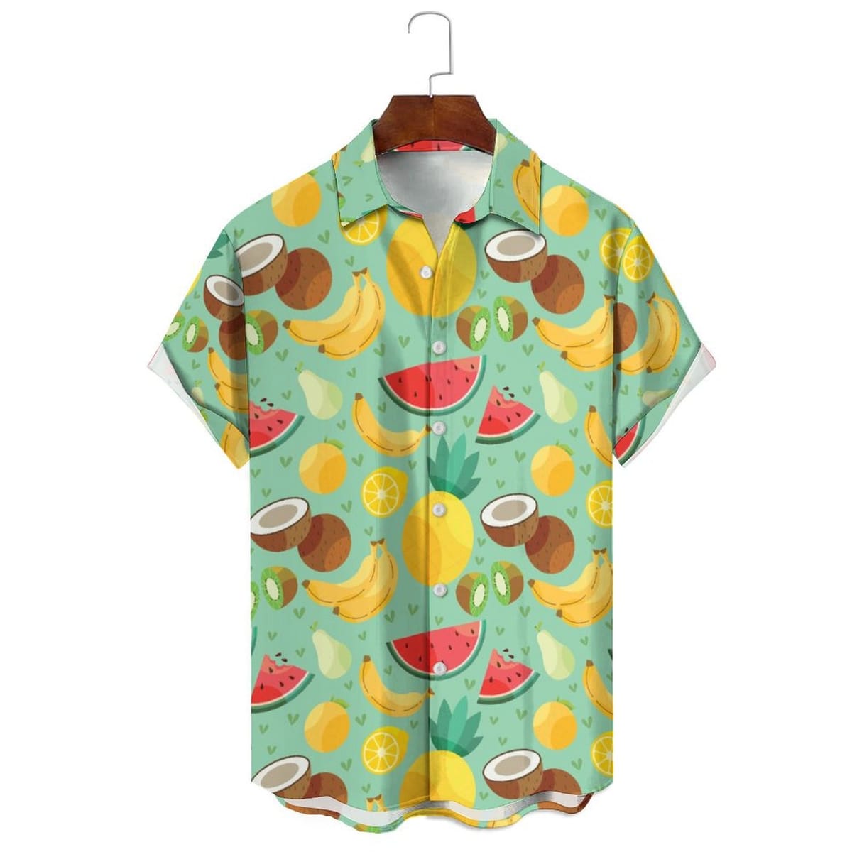 Men's/Women's Summer Fashion Small Fresh Cartoon Fruit Print Loose Casual Summer Daily Can Wear Lapel Short-Sleeved Shirt