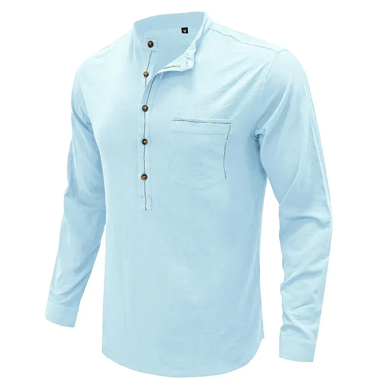 Autumn and Winter New Long Sleeved Men's Standing Collar European and American Shirts