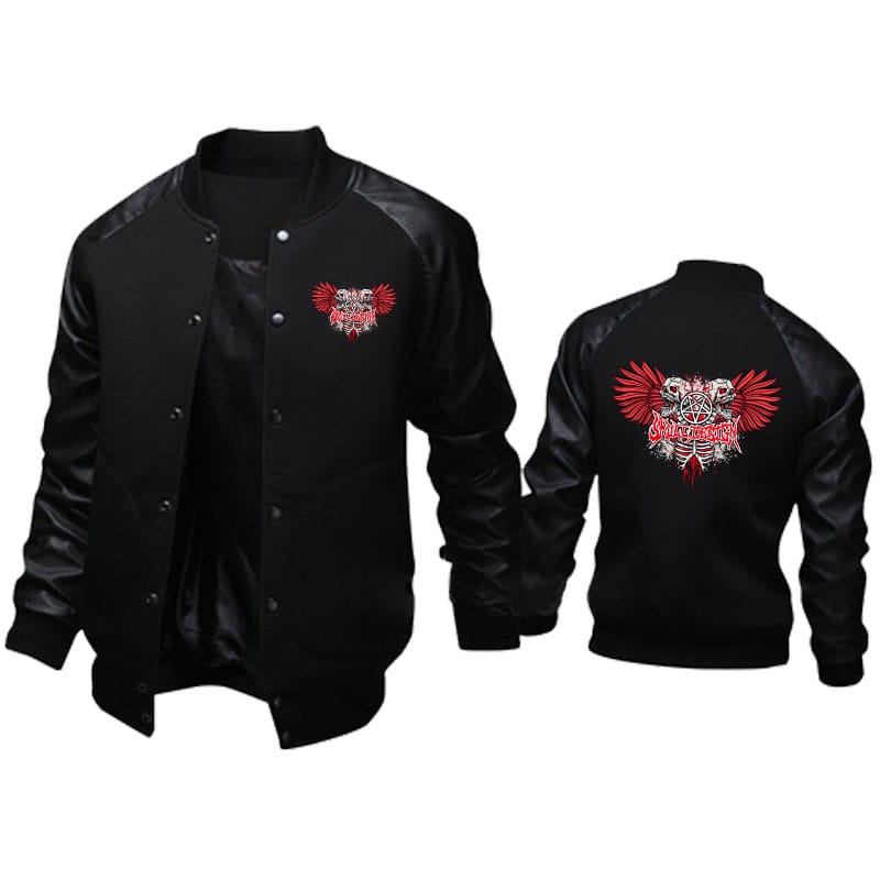 Motorcycle leather jacket for men Trendy Skull Racing print Men's Jacket windproof Harajuku hip hop street men's baseball jacket