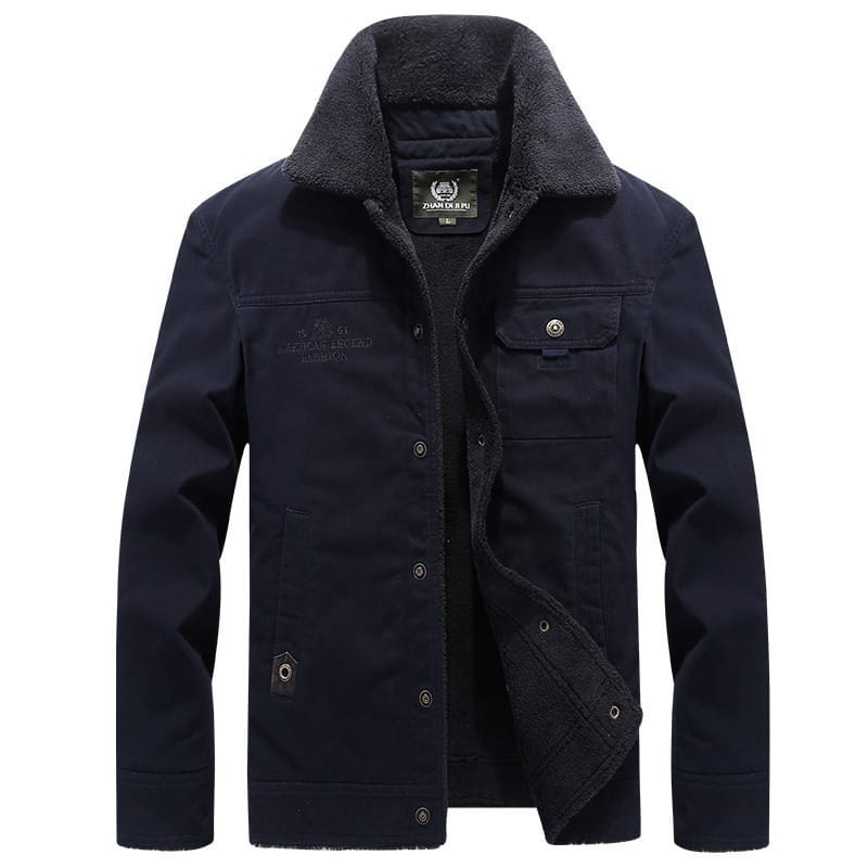 Men's Cotton Simple Casual Jacket Plush Thick Loose Winter Warm Coat