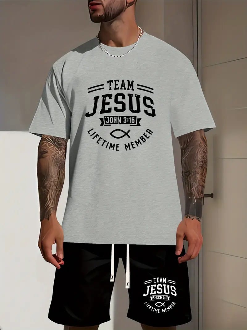 New Men's Fashion Suit Men's Casual Street Suit Quick-dry Sportswear Short-sleeved T-shirt + Shorts Two-piece Set Large Size