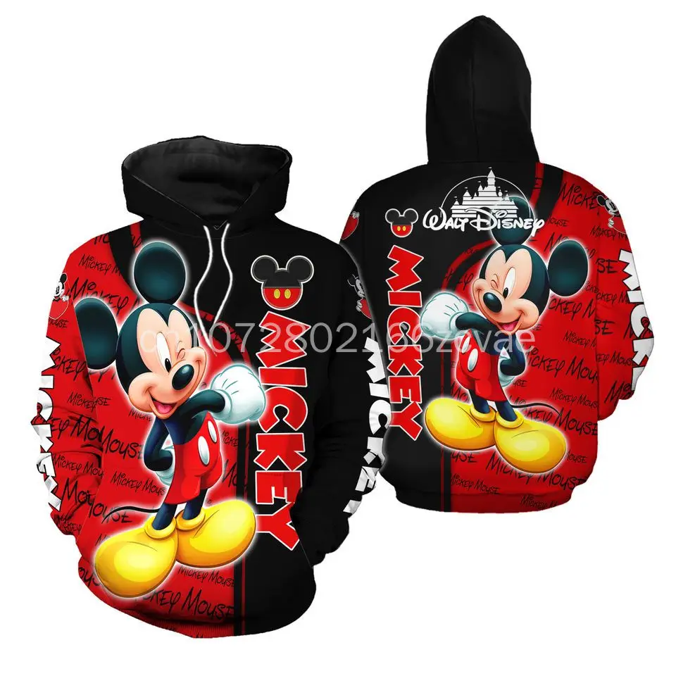 2024 New Disney Mickey Mouse Hoodies Casual Hip Hop Street Clothing Men's and Women's Long sleeved Sweatshirts