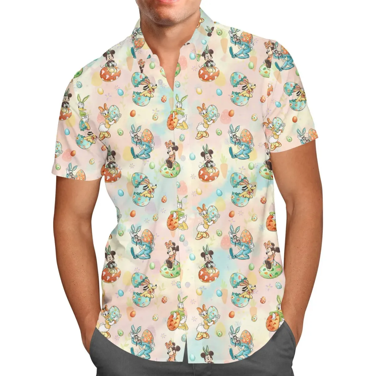 2024 Disney Mickey Minnie World Hawaiian Shirt Men's Fashion Button Down Short Sleeve Shirt Hawaiian Shirt Kids Women Shirt