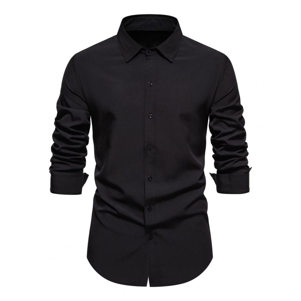 Long Sleeve Loose Fit Shirt Casual Men Shirt with Lapels Formal Business Style Men's Slim Fit Long Sleeve Shirt for Professional
