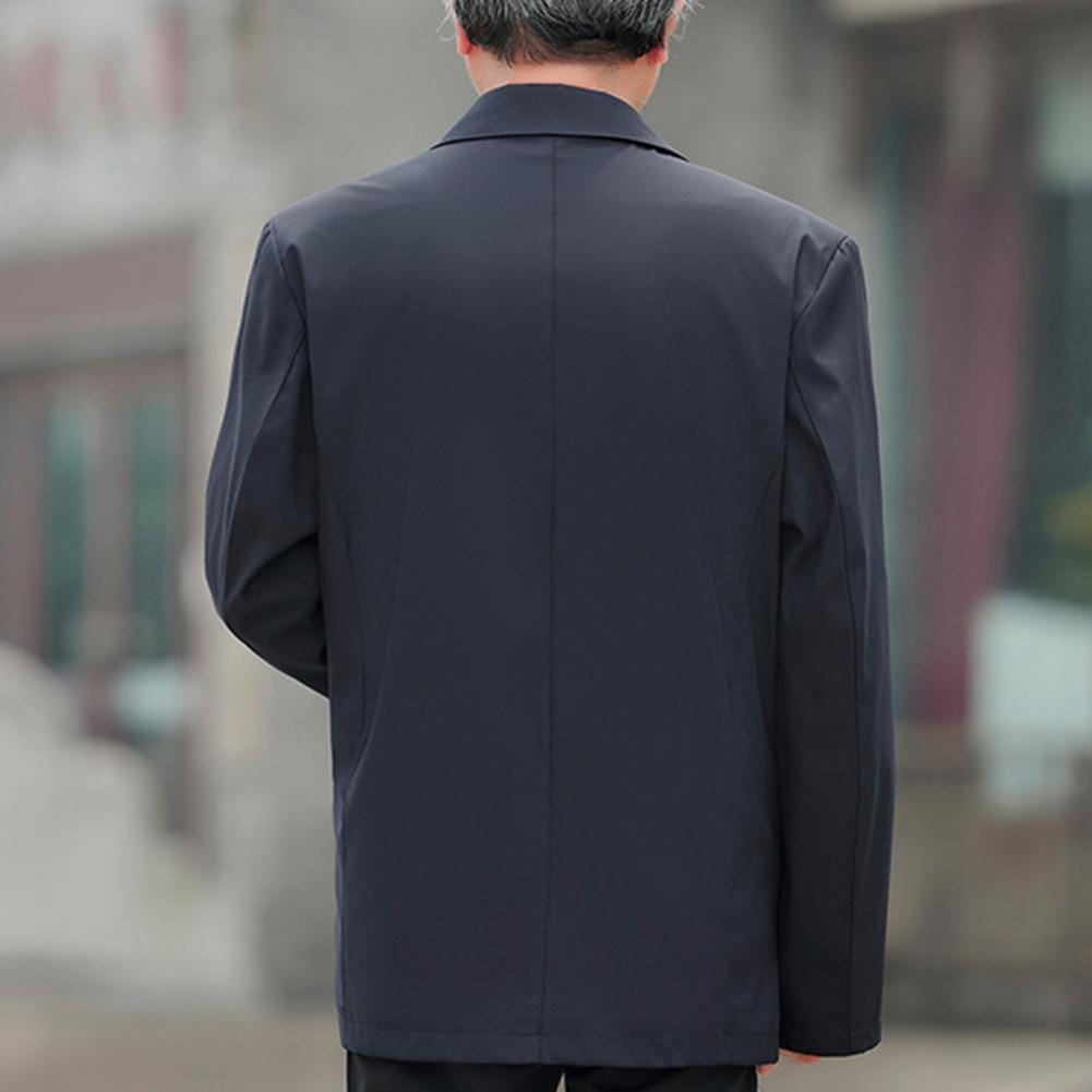Men Business Jacket Men Jacket Stylish Men's Single Breasted Business Classic Turn-down Collar Solid Color Spring for Casual