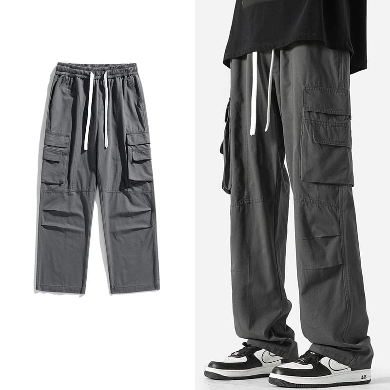 Spring Autumn Men's Pants Korean Fashion Streetwear Elastic Waist Cargo Pants Men Casual Men Clothing Pocket Joggers Pants Men