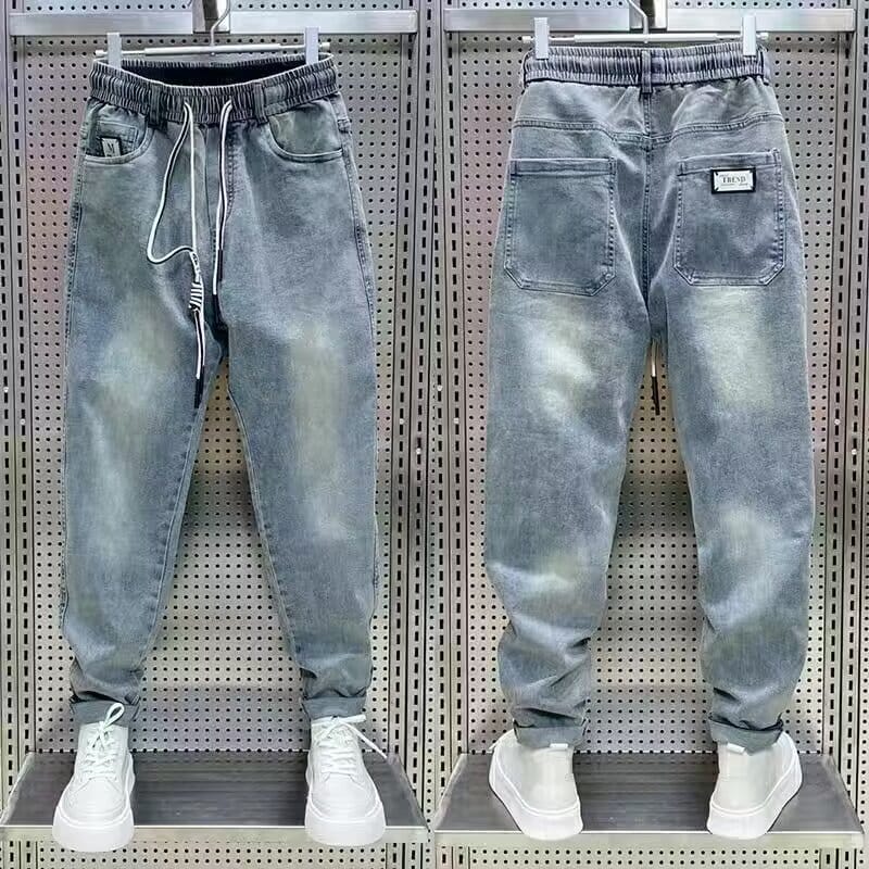 New Men's Jeans Korean Version of Harajuku High Street Jeans Solid Color Retro Casual Pants Fashionable Men's Clothing 2024