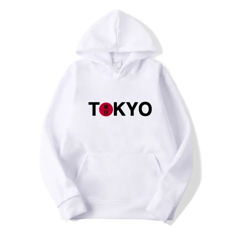 New Men's Tokyo City Printed Hooded Sweatshirts Autumn Winter Long Sleeve Hoodies Street Hooded Wear