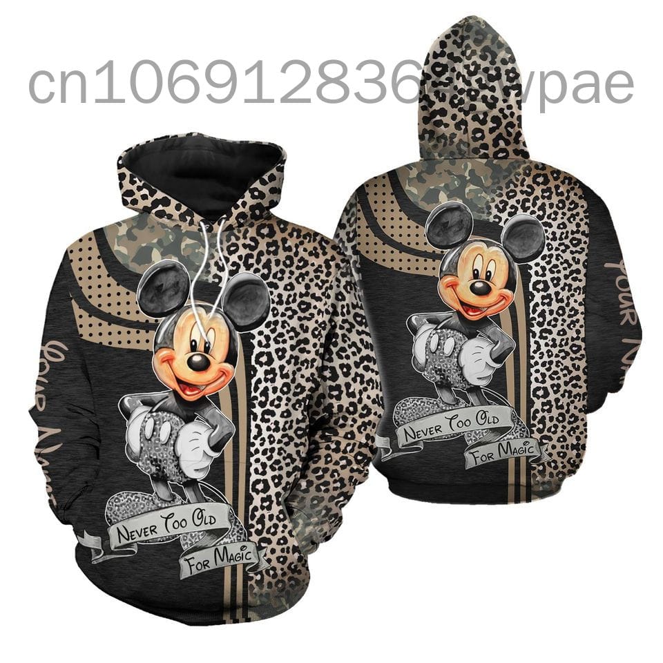 2024 Disney Mickey Mouse Fantasy 3d Hoodie Men's Women's Pullover Cartoon Graphic 3d Hoodie Zip Hoodie