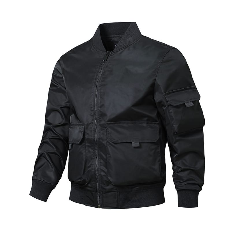 Spring and Autumn Men's Jacket New Solid Color Multi Pocket Loose Large Size Outdoor Camping Stand Collar Coat Men Flying Jacket