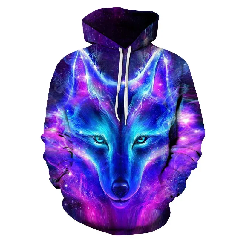 2024 Men's Oversized Hoodie 3D Wolf Animals Pattern Ferocious Warrior Fashion Sweatshirt Loose Street Funny Tracksuits Fitness