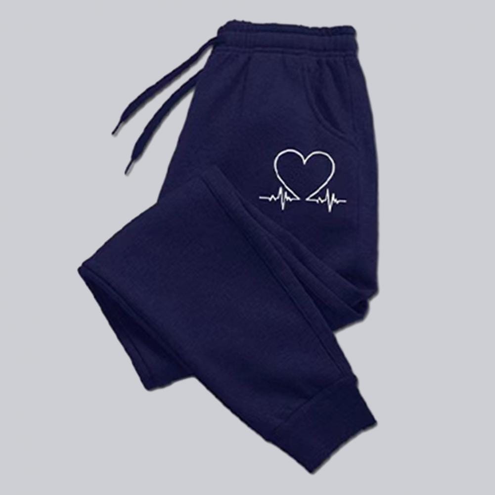 Elastic Waistband Pants Casual Men's Sweatpants Elastic Waist Love Heart Print Soft Fabric for Comfortable Sports Leisure Wear