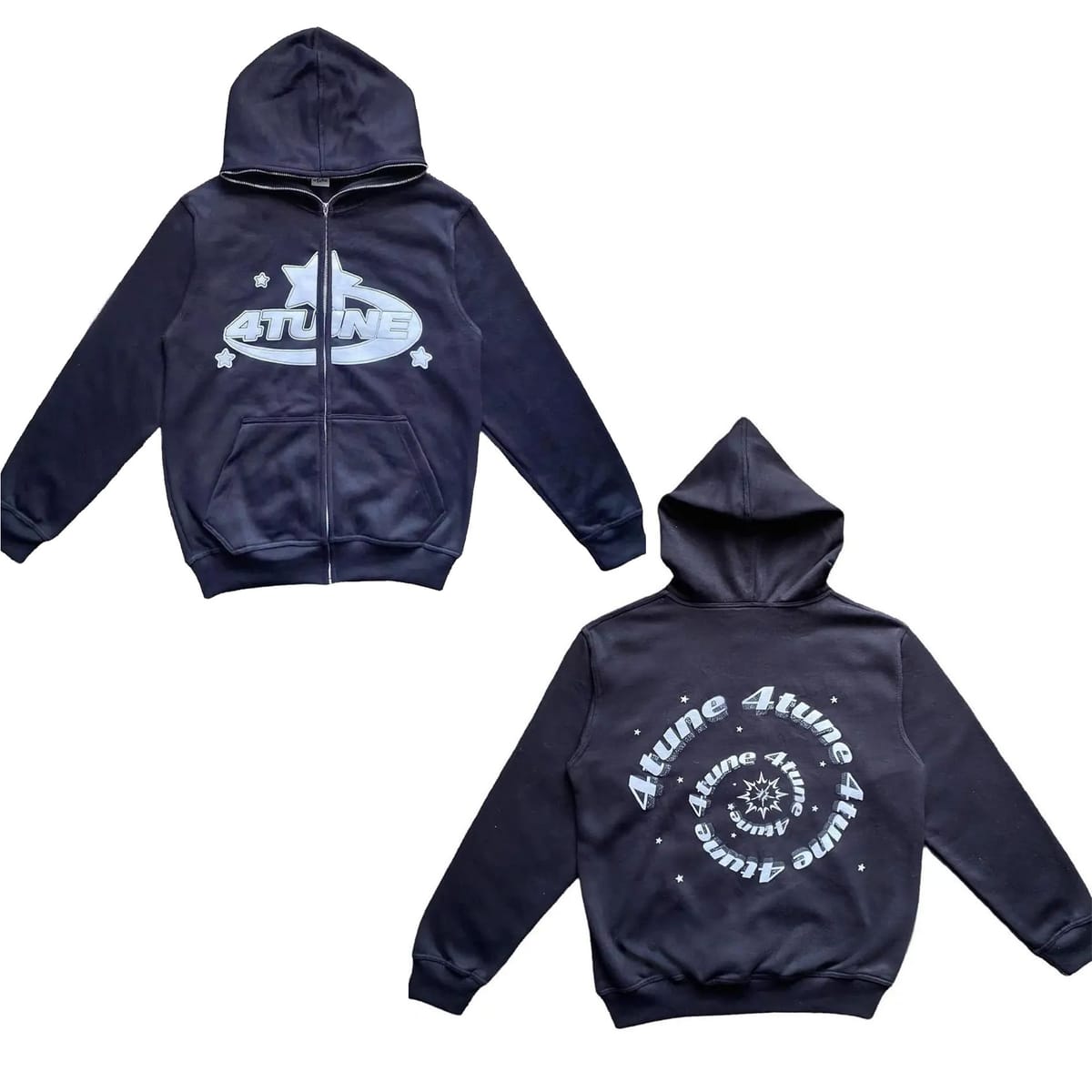 Y2K Hoodie Men's Star Letter Print Retro Zipper Long Sleeve Loose Jacket Coat Harajuku Casual Gothic Hoodie High Street Style