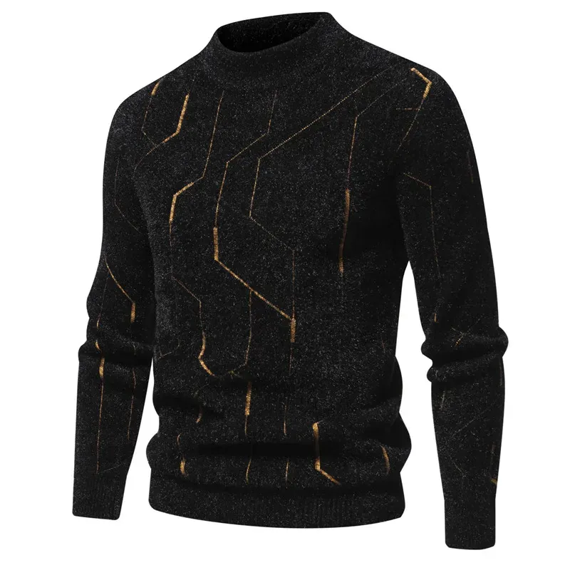 Men's Autumn and Winter New Imitation Mink Sweater  Matching Fashion Knit Sweater Casual Man Clothes