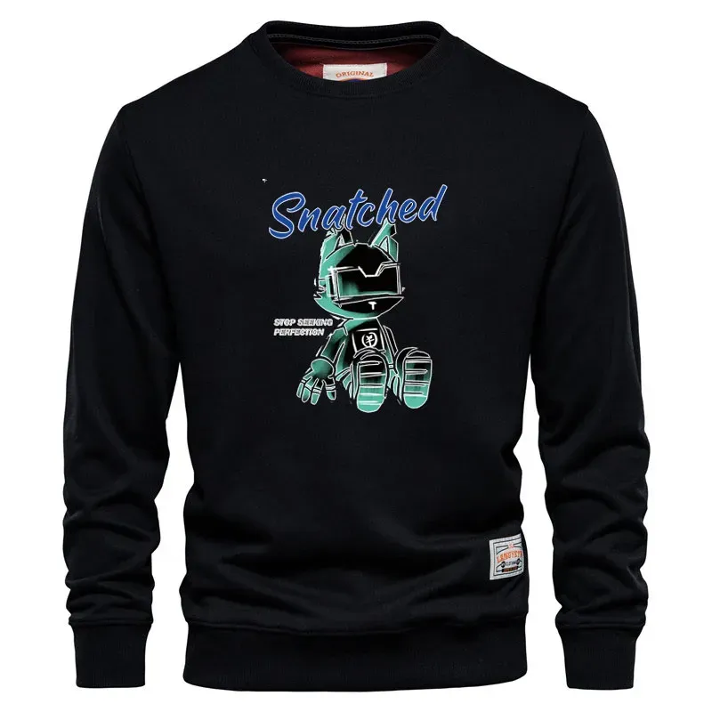 Hip Hop Printed Hoodies Mens Street Style Top Quality Autumn Loose Fleece Clothing Comfortable Y2k Men's Pullover Sweatshirt
