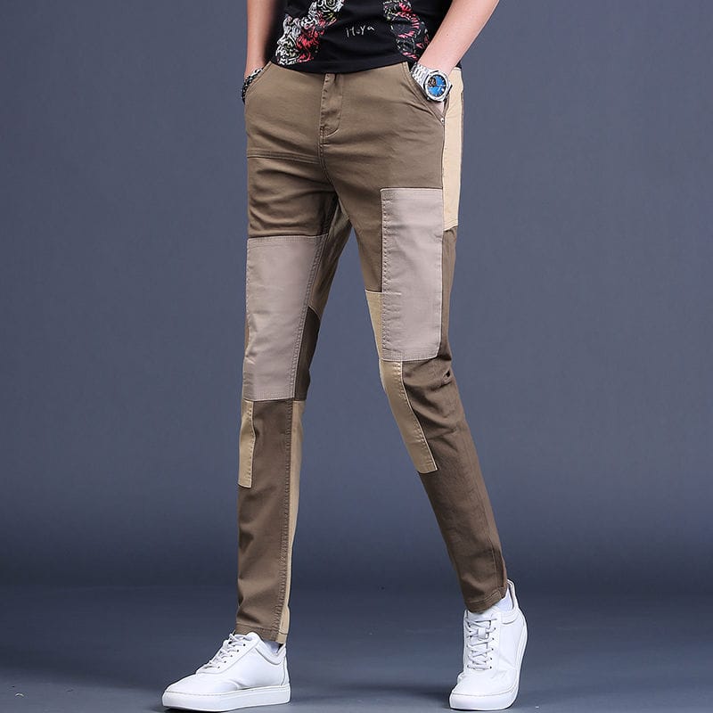 2022 Spring Summer Men's Fashion Patchwork Straight Pants Male Korean Loose Casual Pants Men New Pockets Long Trousers G261
