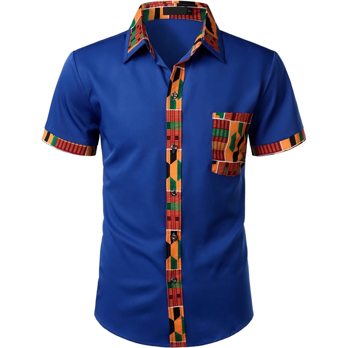Top Selling Men'S Shirts Casual Men'S African Short Sleeve Printed Patchwork Design Button Up Shirt Camisa Masculina