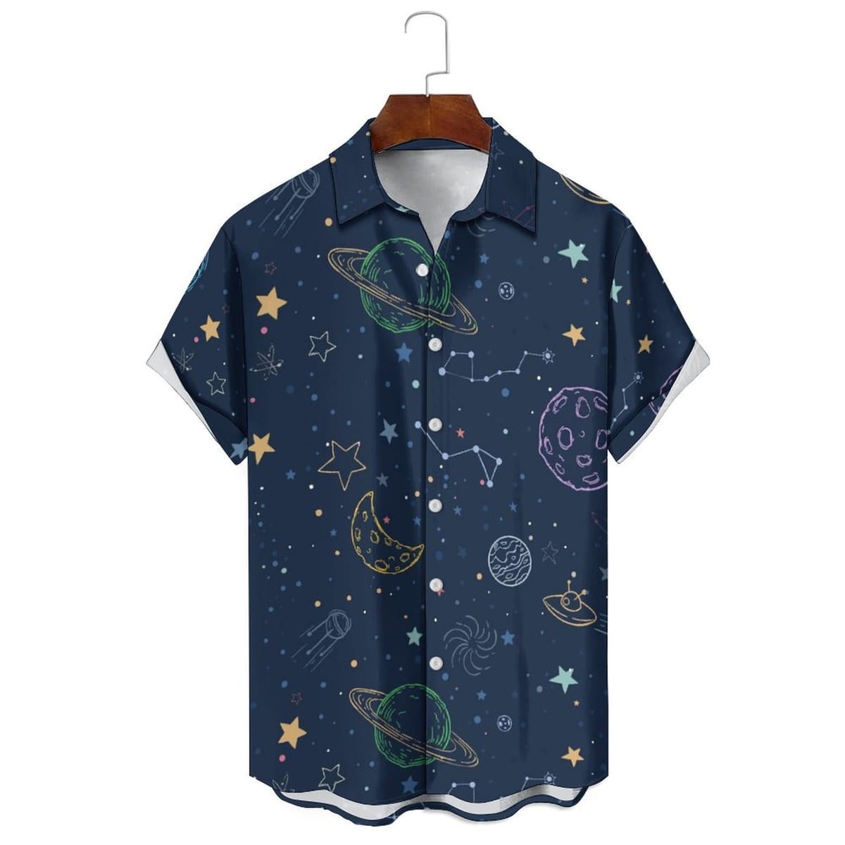 Summer Fashion Men's/Women's Cartoon Print Loose Casual Solid Color Summer Music Festival Daily Wear Short-Sleeved Shirt