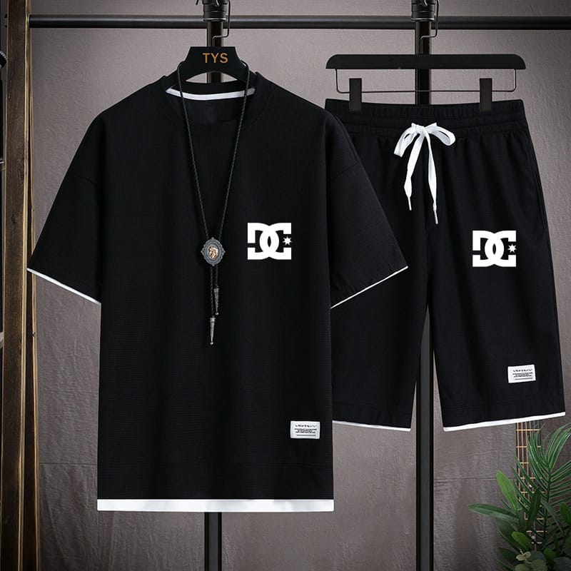 Men's clothing 2-piece short sleeve T-shirt Shorts suit Man fashion clothing Printed pattern designer clothes