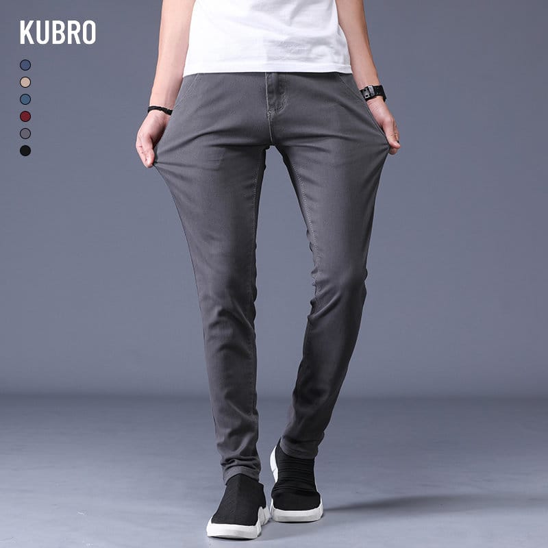 KUBRO Four Seasons Pants Men's Business Casual Light Style Slim Fit Suit Trousers Male Techwear Streetwear Formal Full Length