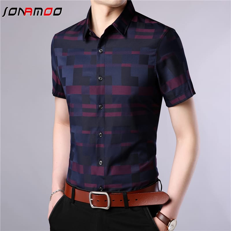Men's Casual Business Short Sleeve Shirt Formal Office Men Tshirt
