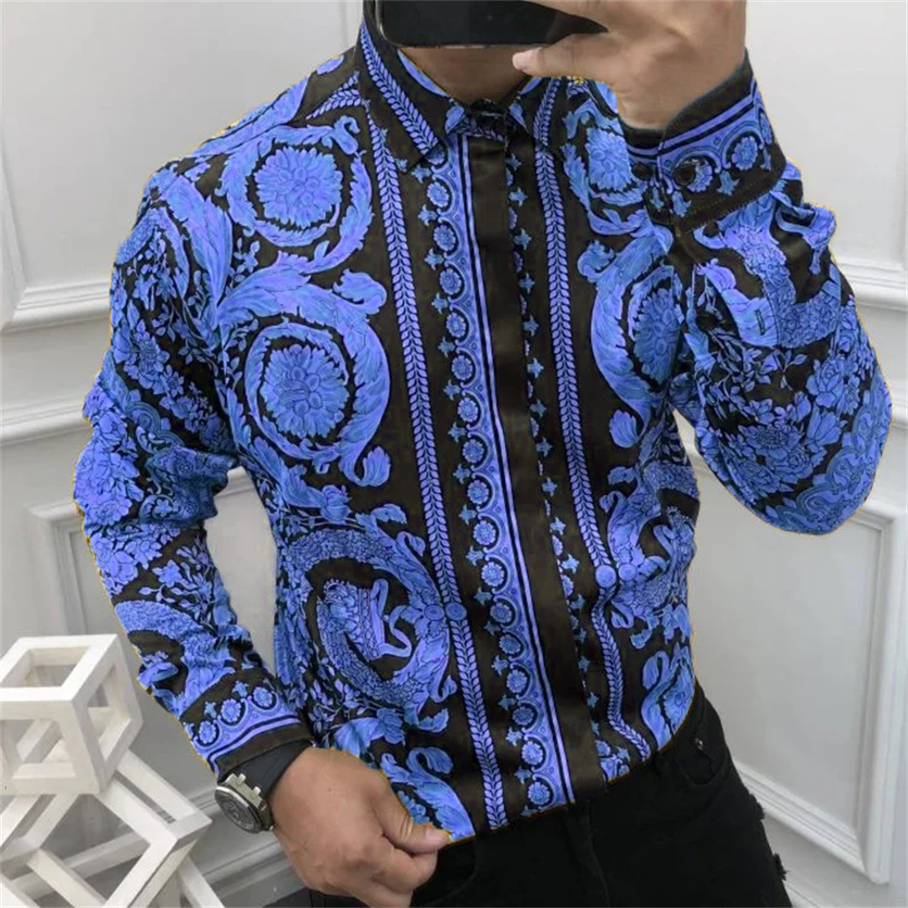 2024 Fashion Men's Luxury Shirts Image Print Men's Long Sleeve Lapel Shirts Casual Party Street Hawaiian Shirts Plus Size XS-6XL