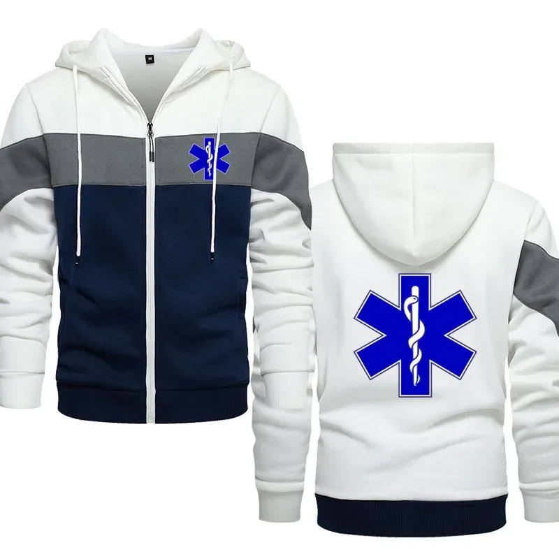 Luxury men's hoodie Hip Hop street sportswear EMT Emergency Ambulance Printed autumn fleece brand men's hoodie sweatshirt jacket