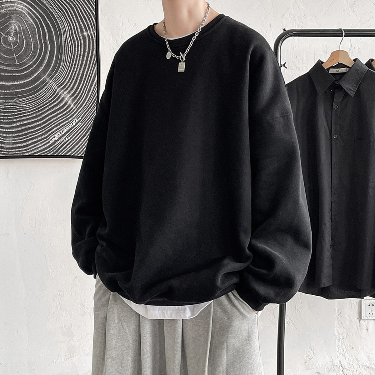 Men's Hoodies Sweatshirt Black White Hip Hop Punk Pullover Streetwear 2024 Casual Fashion Clothes Mens Oversized Korean Harajuku
