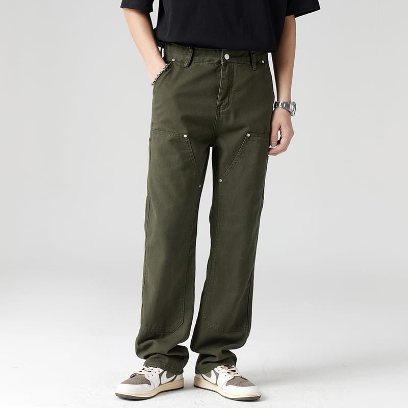 2024 New High Street Men's Summer American High Street Straight Pants Loose Casual Work Pants for Men Cargo Pants Men