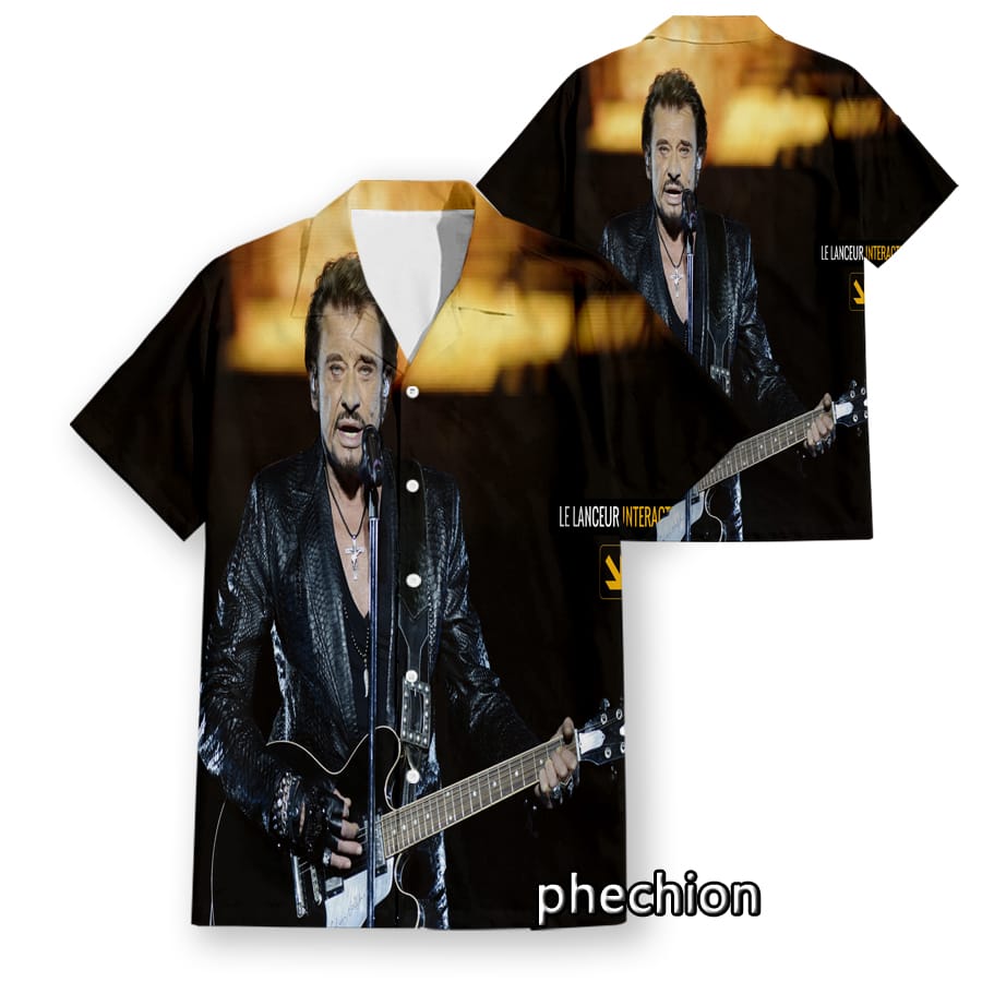 Hawaiian Short Sleeve Men's Shirt Johnny Hallyday Funny 3D Printed Casual Shirts Fashion Men Tops W41