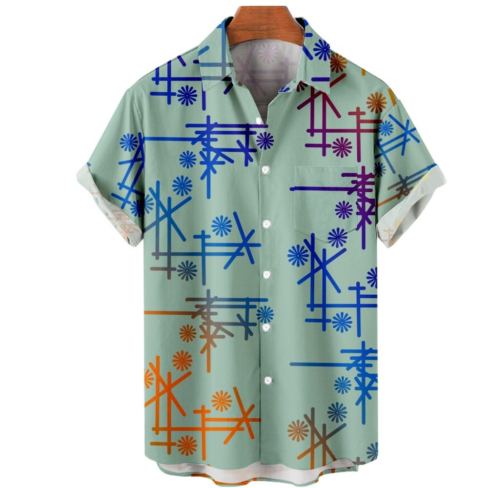 New Creative Elements 3D Digital Printing Fashion Loose Men's Loose Shirt
