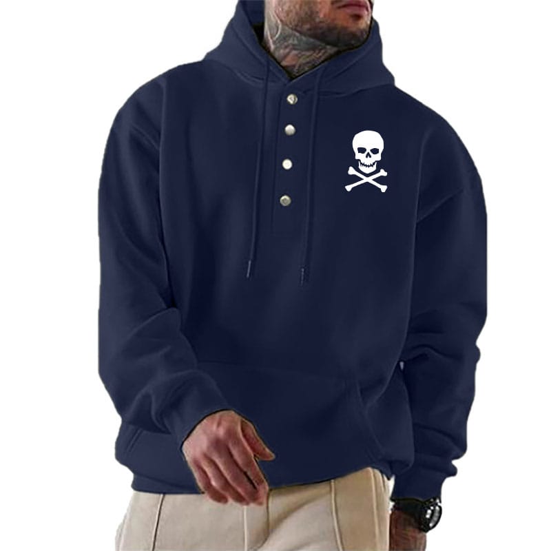 Fashion Casual Pullover Sweatshirts skull print hip hop loose Solid color oversized hoodie Harajuku Spring autumn men's clothing