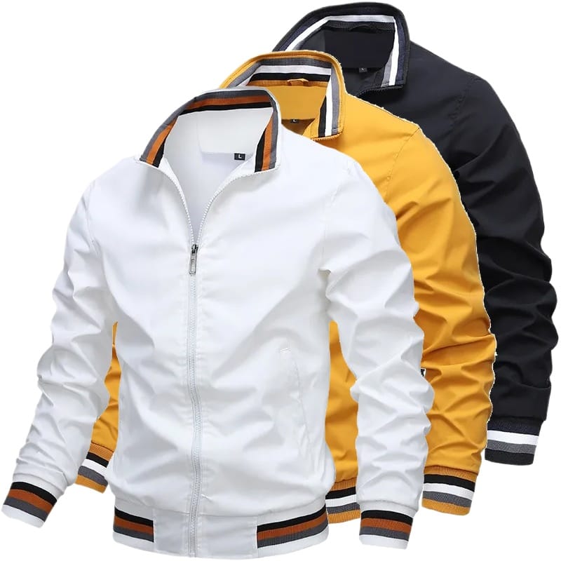 2024 Autumn Winter Men's Stand Collar Casual Zipper Jackets Outdoor Sports Coat Windbreaker Jacket for Men Waterproof Bomber