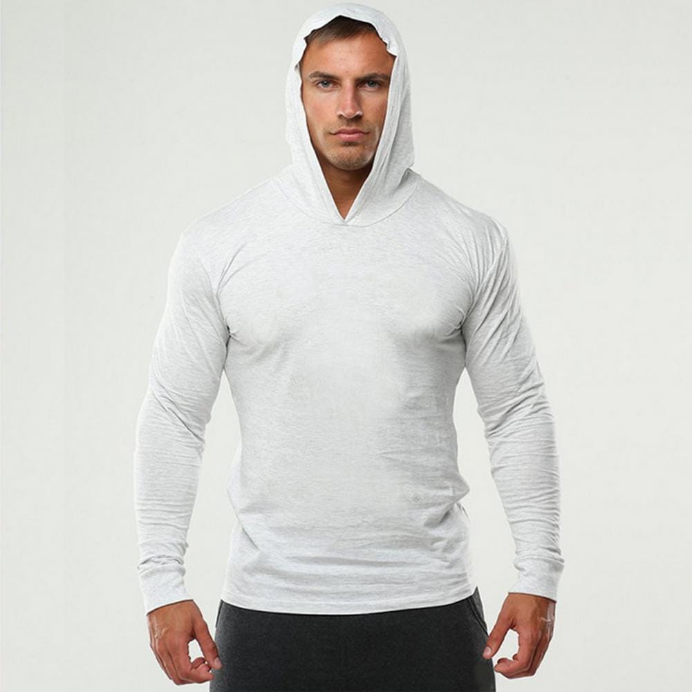 Men Solid Color Hoodie Stylish Men's Slim Fit Hoodie Breathable Cotton Long Sleeves Casual Sportswear for Autumn Fitness Casual