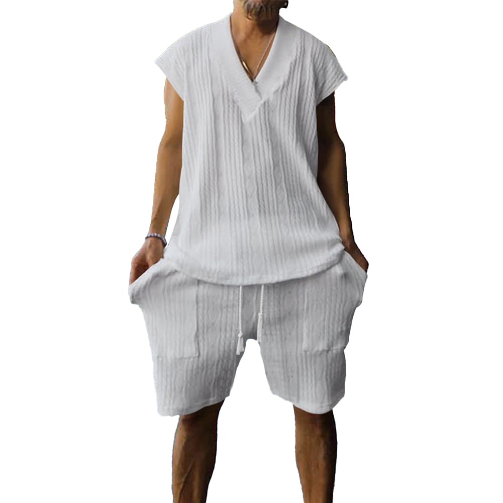 T-shirt And Shorts Men's Tracksuit Breathable Casual Loose Outfits Regular Short Sleeve Shorts Set Slight Stretch