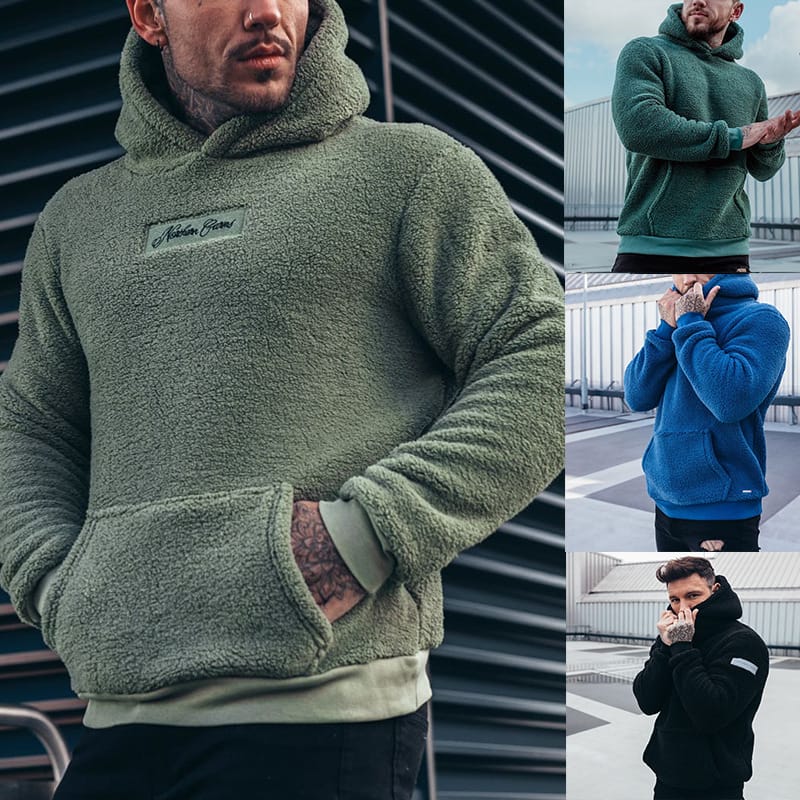 European and American men's pullover jackets plush sweatshirt streetwear personalized warm sports hooded zipper jacket hoodies
