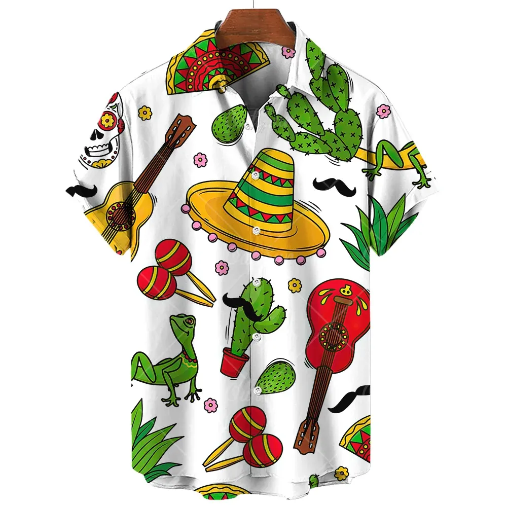 Musical Instrument Shirts For Mens Short Sleeve Tops Summer Short Sleeve Tops Oversized Hip Hop Streetwear Men's Hawaiian Shirts