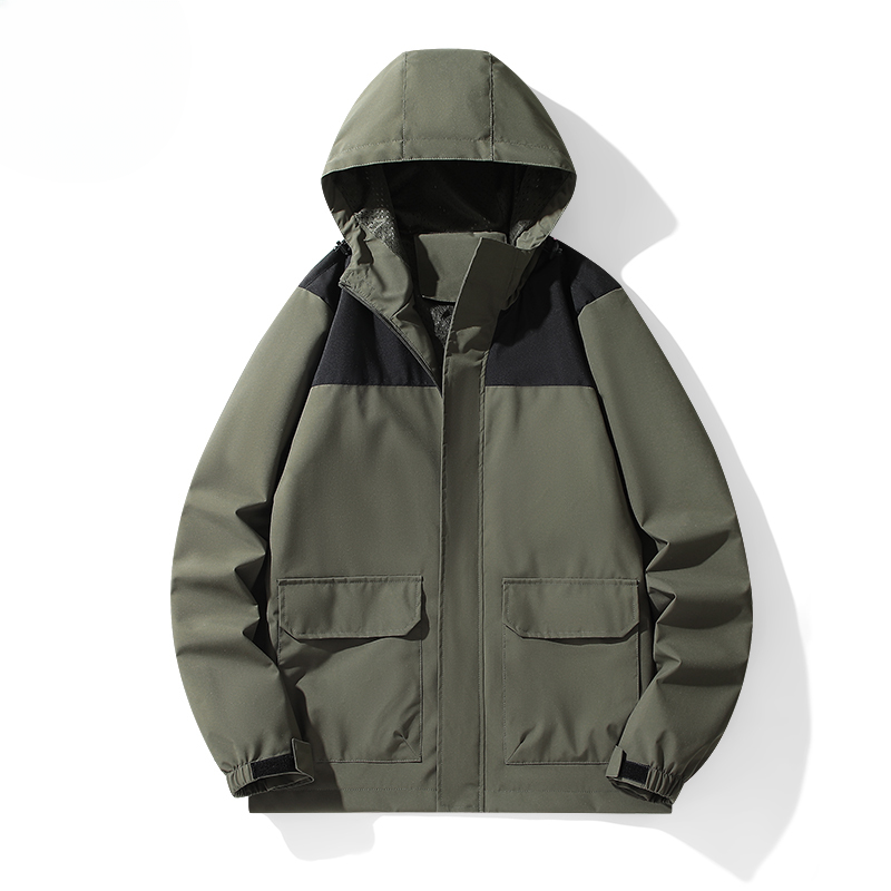 Men's Windproof Jacket 2024 Autumn Casual Trendy Stitching Waterproof Windbreaker plus size Outdoor Sports Camping stormcoat