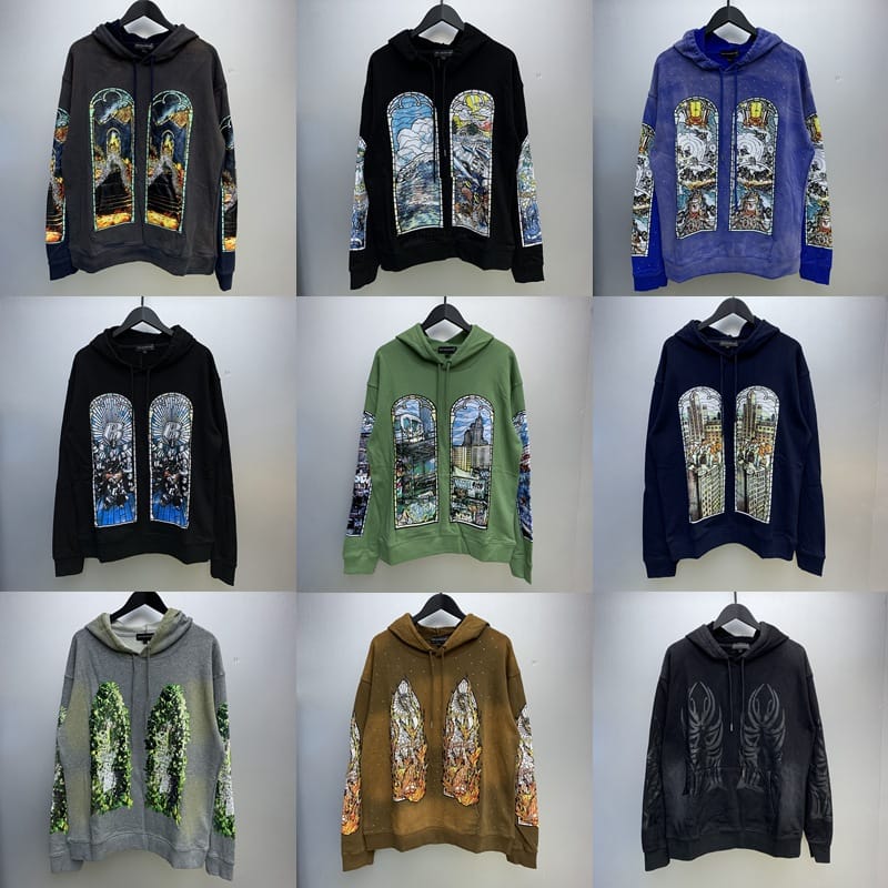 2024 WDW Hoodie Retro Paint Print Loose High Street Men's And Women's Sports Hoodie high-quality