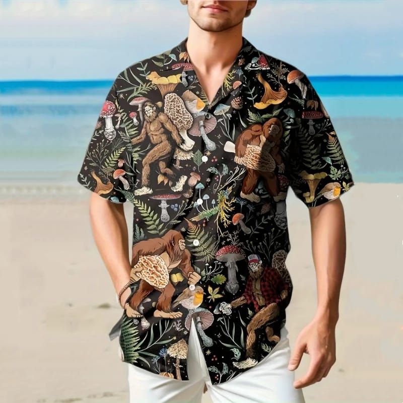 Retro Men's Shirt Chimpanzee Print Hawaiian Shirts For Men Summer Beach Casual Short Sleeve Shirt Oversized High Quality Clothes