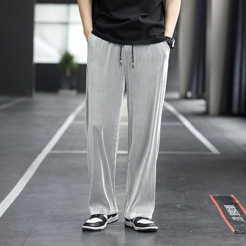 Ice Silk Pants Men's Summer Thin Loose Beam Feet Sagging Quick-drying Casual Trousers Trend Nine-point Harem Sports Pants U59