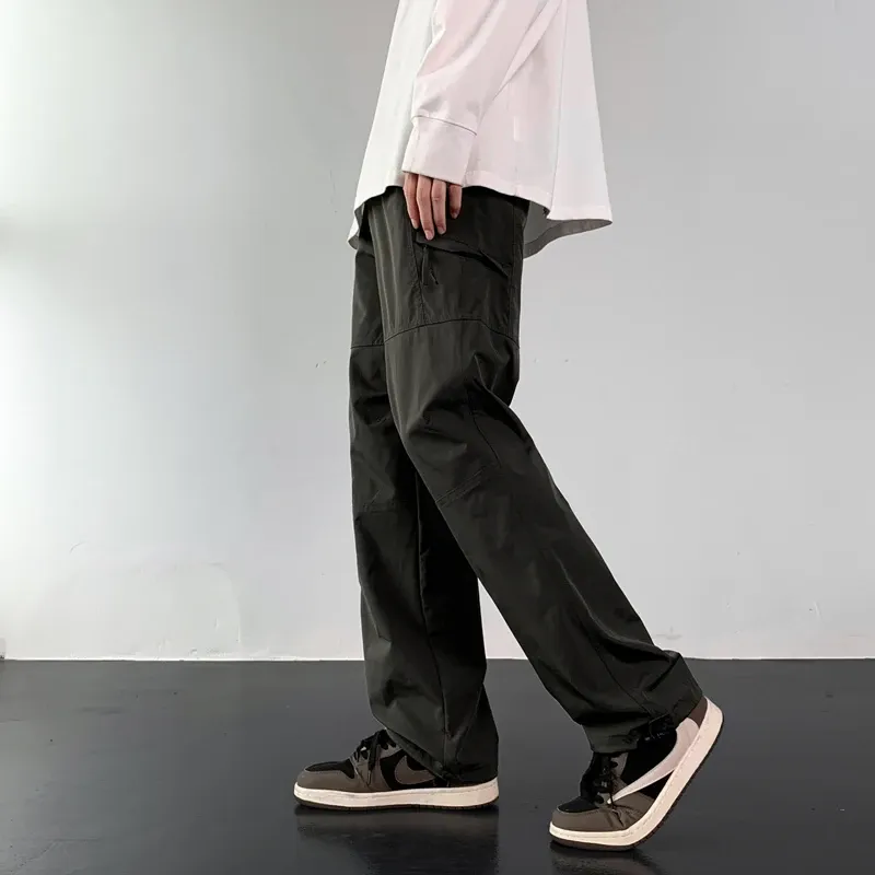 Comfortable Men's Spring New Windproof and Waterproof Fabric Crash Pants, Mountaineering Sports Straight Leg Casual Pants