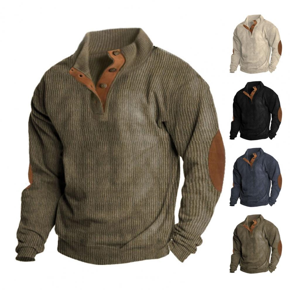 Stand-up Collar Men Sweatshirt Stylish Men's Stand Collar Sweatshirt Tops for Autumn Winter Long Sleeve Pullover with Patchwork