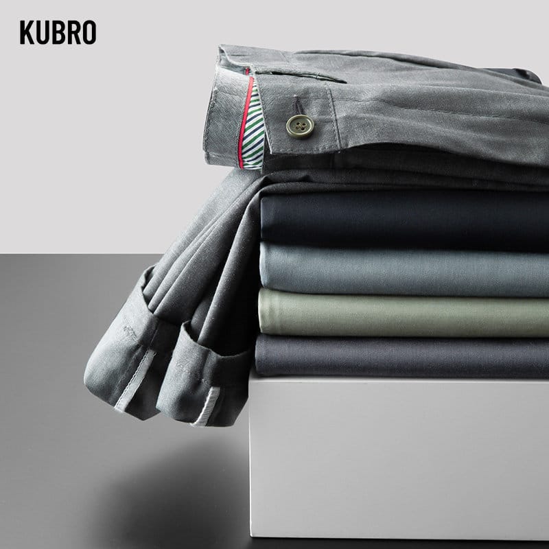 KUBRO 2023 Men's Business Casual Spring Youth Trousers Slim Fit Suit Pants Trendy Feet Non Ironing Summer Man Office Lightweight
