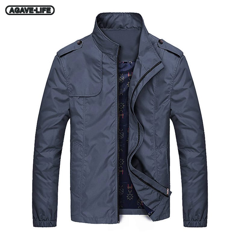 Youthful Men's Casual Jacket Spring Autumn Stand Collar Thin Men Coats Solid Color Zipper Waterproof Outdoor Jackets Loose M-5XL